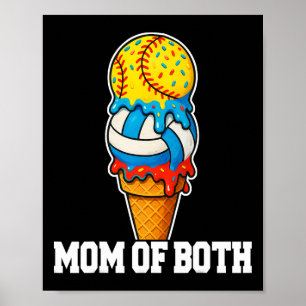 Póster Mamá de voleibol de softball goteo de helado juego