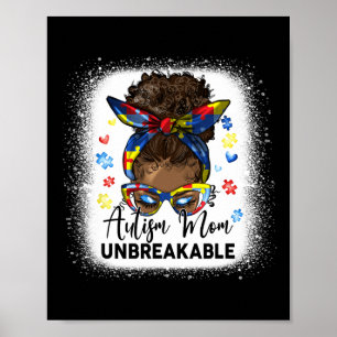 Póster Mamá del autismo inquebrantable blanqueado desorde