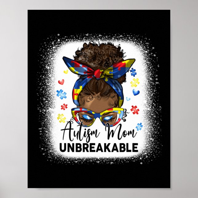 Póster Mamá del autismo inquebrantable blanqueado desorde (Frente)