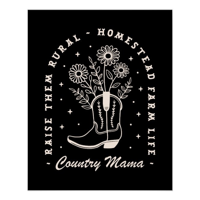 Póster Mamá del campo, cowgirl western cita a los negros (Anverso)