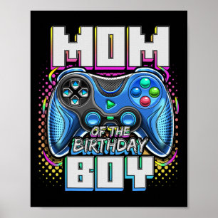 Póster Mamá Del Cumpleañero Juego De Video Coincidente Cu