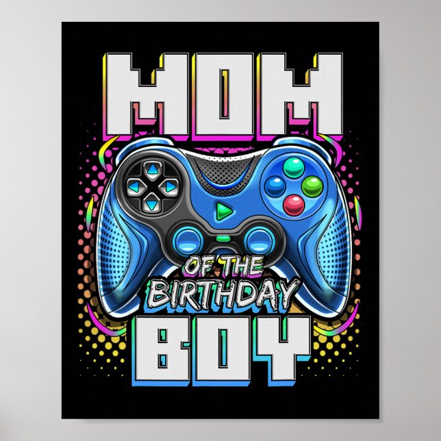 Póster Mamá Del Cumpleañero Juego De Video Coincidente Cu (Frente)