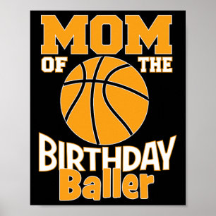 Póster Mamá Del Cumpleaños Byller Bysketbyll Tema Fiesta