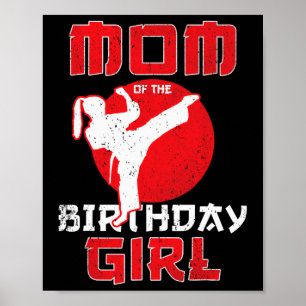 Póster Mamá Del Cumpleaños Karate Taekwondo Chica Martial