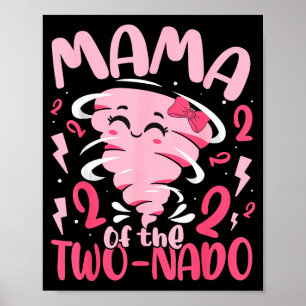 Póster Mamá del cumpleaños número 2 con tema de tornado t