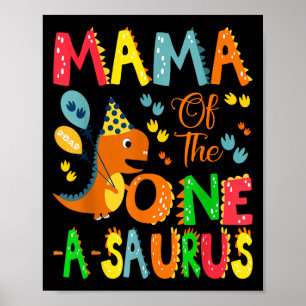 Póster Mamá del Dinosaurio del Niño del Primer Cumpleaños