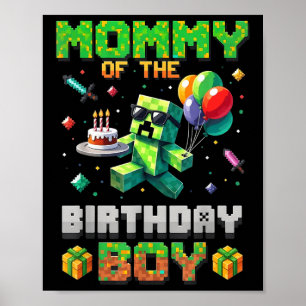 Póster Mamá Del Fiesta De Nacimiento Video Gamer Pixel Nu