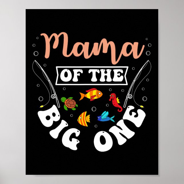 Póster Mamá del gran cumpleaños de pesca del uno Bday Ce (Frente)