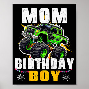 Póster Mamá Del Niño Cumpleañero Camión Monstruo Partido