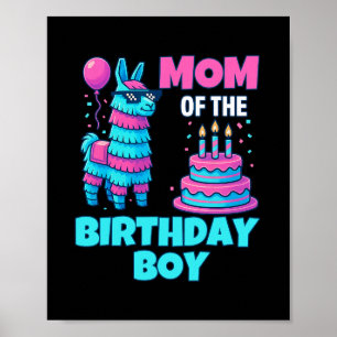 Póster Mamá del niño de cumpleaños Llama Piñata Fiesta Fa