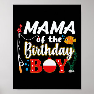 Póster Mamá Del Niño De Cumpleaños Pescando A Familia B
