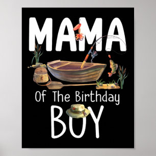 Póster Mamá Del Niño De Cumpleaños Pescando Familia De Cu