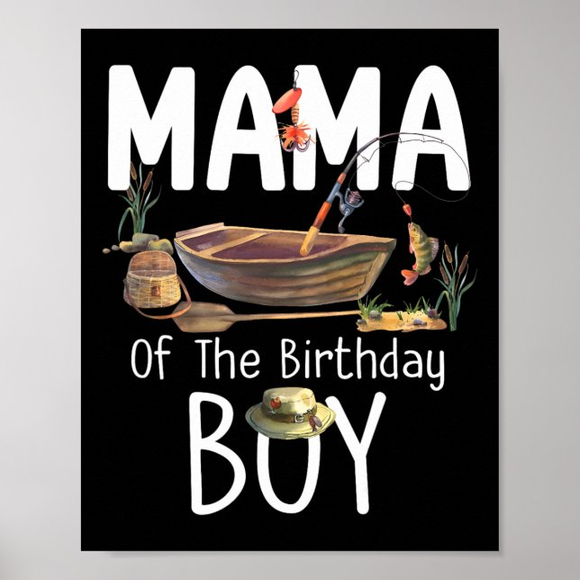 Póster Mamá Del Niño De Cumpleaños Pescando Familia De Cu (Frente)