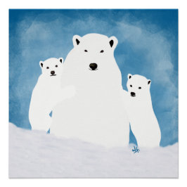 Póster Mamá Del Oso Polar Con Cubos