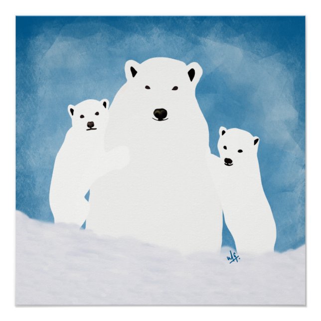 Póster Mamá Del Oso Polar Con Cubos (Anverso)