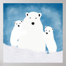 Póster Mamá Del Oso Polar Con Poster De Ilustracion De Cu