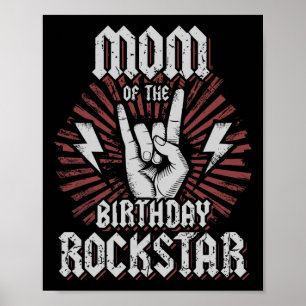 Póster Mamá del rockstar del cumpleaños Rocker Rock coinc