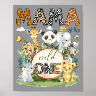 Póster Mamá del Salvaje en su 1er Cumpleaños Safari Niño