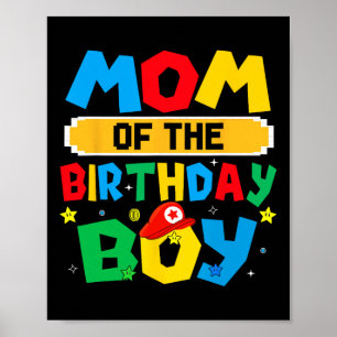 Póster Mamá Del Videojuego Del Niño Cumpleañero Juego De