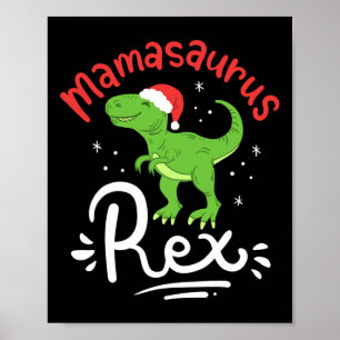 Póster Mamá dinosaurio T-Rex Navidad 