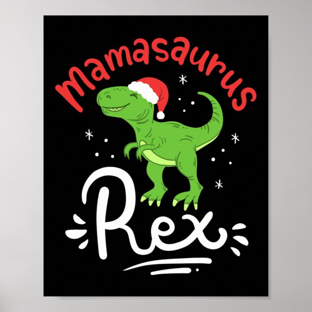 Póster Mamá dinosaurio T-Rex Navidad  (Frente)