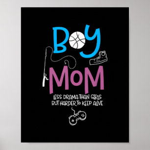 Póster Mamá divertida de chicos Mamá orgullosa Feliz día
