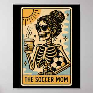 Póster Mamá divertida de fútbol de Halloween Tarot de esq