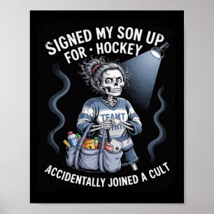 Póster Mamá divertida de hockey sobre hielo juvenil de cu