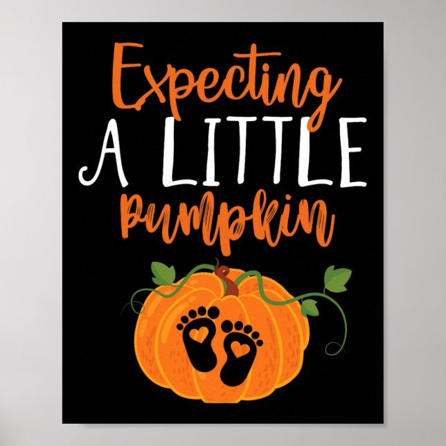 Póster Mamá Embarazada De Halloween Espera Un Pequeño Pum (Frente)