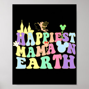 Póster Mamá en la Tierra Groovy Diversión Día de la Madre