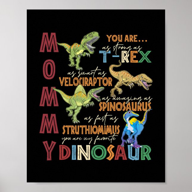 Póster Mamá, Eres Tan Fuerte Como Las Madres Rex Dinosaur (Frente)
