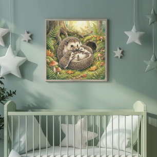 Póster Mamá Erizo y su Guardería de Bebés
