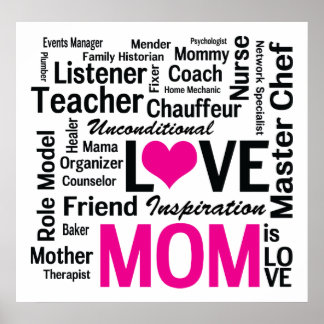 Póster Mamá es amor - Poster multitarea de hacer todo a m