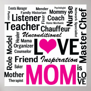 Póster Mamá es amor - Poster multitarea de hacer todo a m