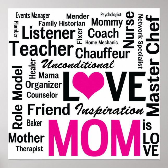 Póster Mamá es amor - Poster multitarea de hacer todo a m (Frente)