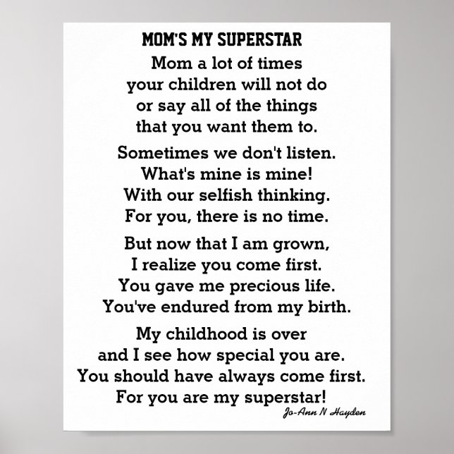 PÓSTER MAMÁ ES MI SUPERSTAR (Frente)