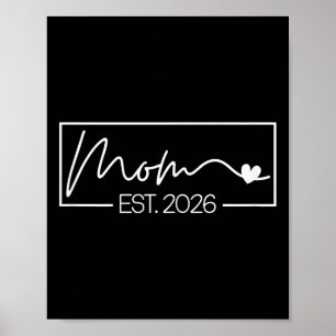 Póster Mamá Est. 2026 Esperar bebé 2026 Madre 2026 Nueva 
