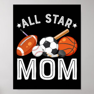 Póster Mamá Estelar Del Niño Cumpleañero Fútbol Esbozado 