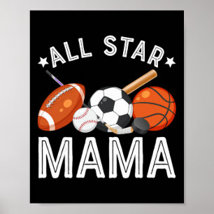 Póster Mamá Estrella del Niño Cumpleañero Fútbol Sketll