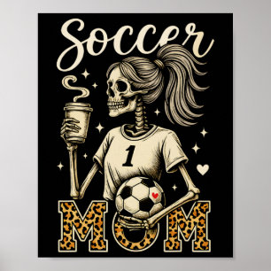 Póster Mamá Futbolera Esqueleto Café Leopardo Estilo Vint