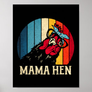 Póster Mamá Gallina Vintage Pollo Mamá Divertida Granja G
