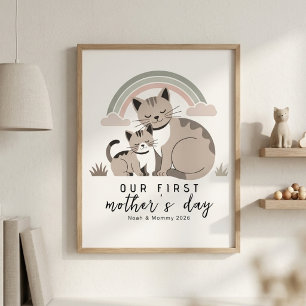Póster Mamá Gata Gatito Primer Día de la Madre Pastel Gua