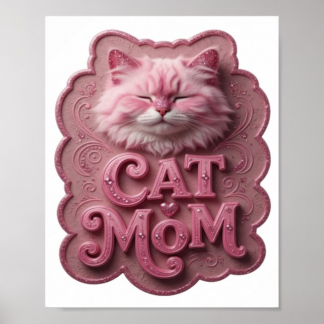 Póster MAMÁ GATA Rosa Juguetona (Frente)