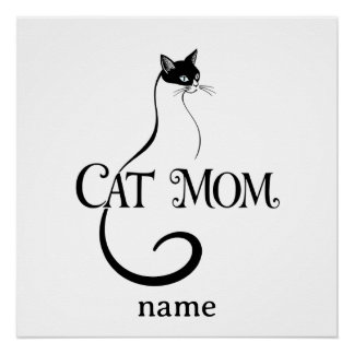 Póster Mamá Gata,Tipografía Minimalista Elegante de Gato 