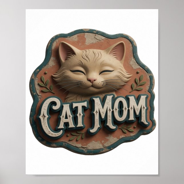 Póster MAMÁ GATO plateada icónica (Frente)