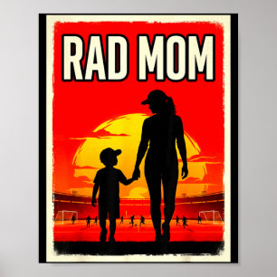 Póster Mamá genial madre e hijo mamá fútbol atardecer