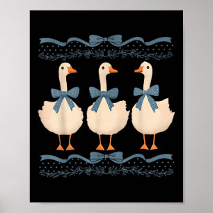 Póster Mama Goose con Baby Geese Vintage Blue Ribbon Goo