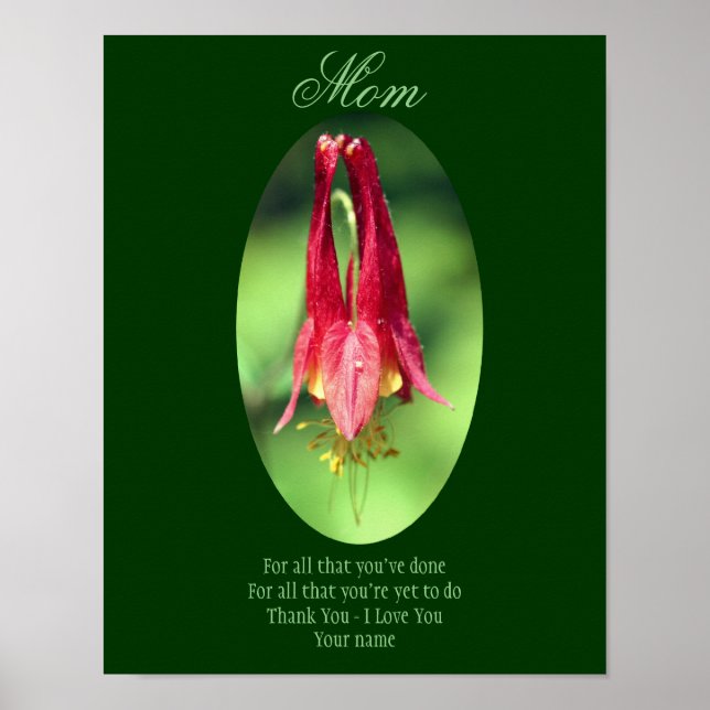 Póster Mamá Gracias Por Amarte Columbine Personalizado (Frente)
