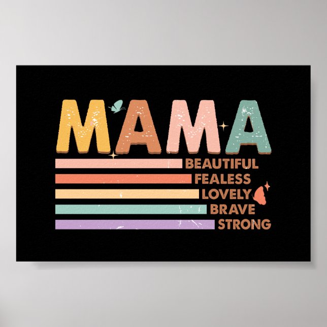 Póster Mamá Hermosa, valiente y valiente (Frente)