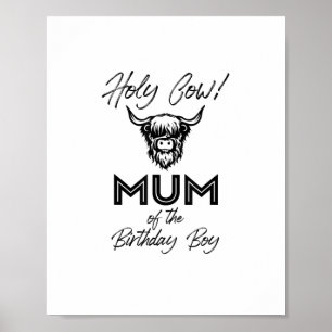Póster Mamá Holly Cow Del Niño De Cumpleaños Highland Cow